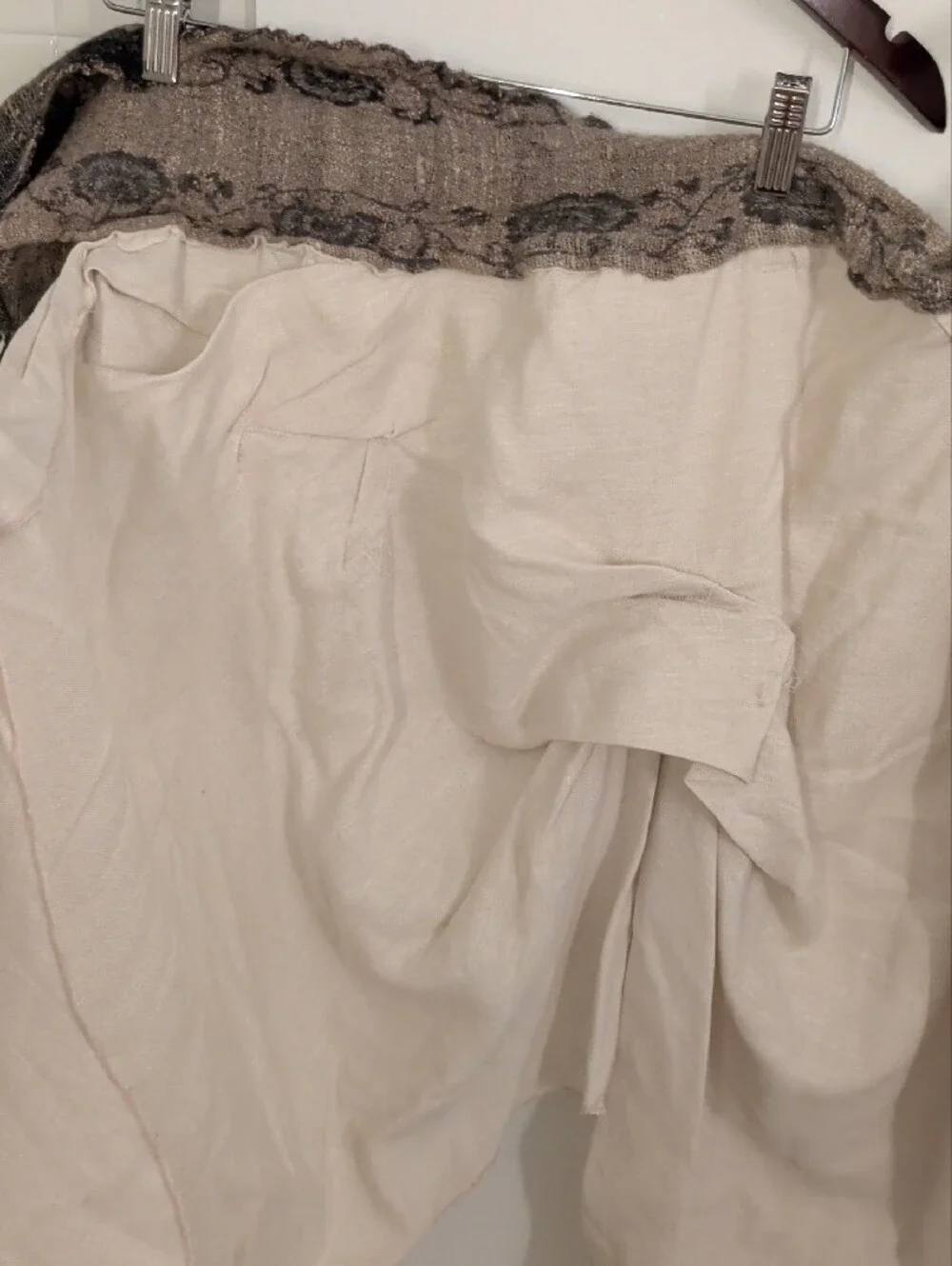 Women's Wrap Midi Skirt in Light Cream with Contrast Trim